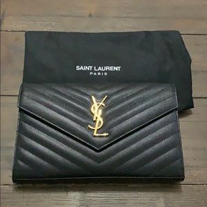 AUTHENTIC YSL Monogram Leather Chain Shoulder Bag